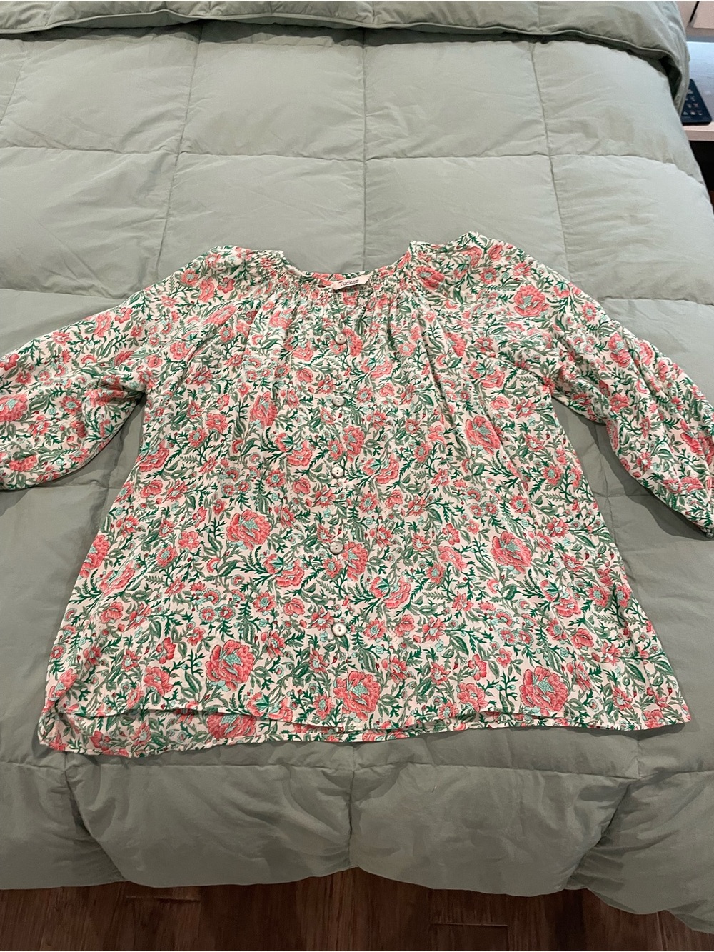 Tucker 3/4 sleeve silk button up top